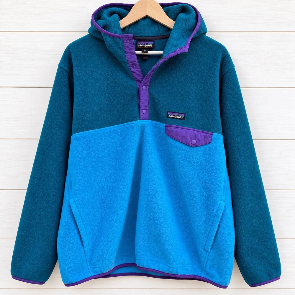 Patagonia Synchilla Snap-T Hoody Mens XXL Blue Teal Fleece Pullover 25461 FA15